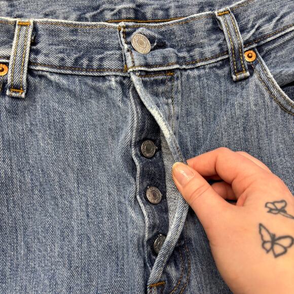 Levi's 501XX Red Tab  Blue Mens 34x31 Straight Leg Button Fly Mid Wash‎ Jeans - Picture 7 of 12